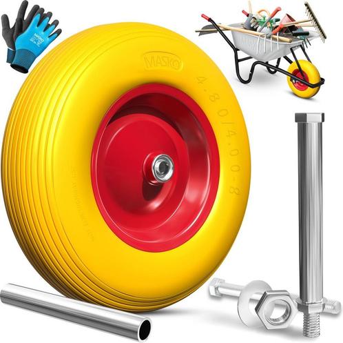 PU Kruiwagenwiel - massief rubber 4.80/4.00-8 Ø 390mm -, Tuin en Terras, Hand-tuingereedschap, Verzenden