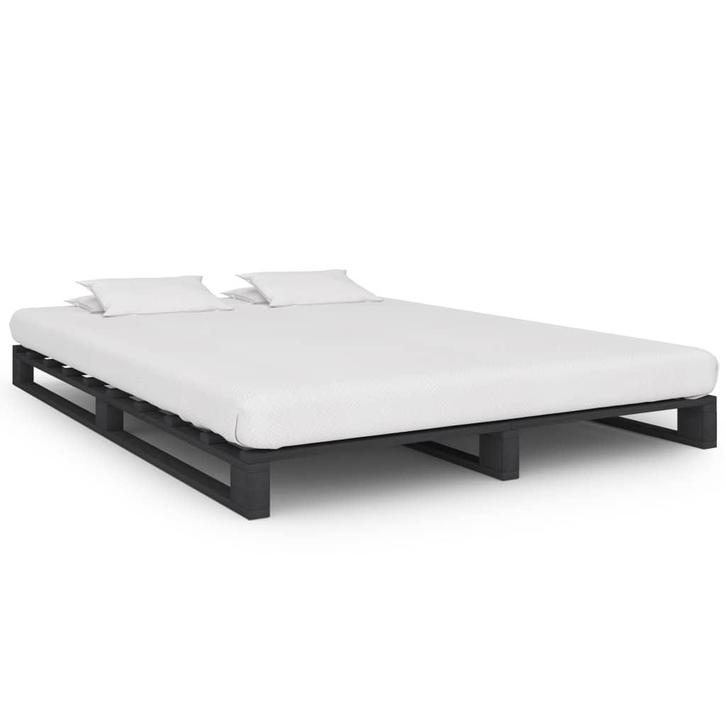 vidaXL Bedframe pallet massief grenenhout grijs 120x200 cm, Huis en Inrichting, Slaapkamer | Bedden, Nieuw, Verzenden