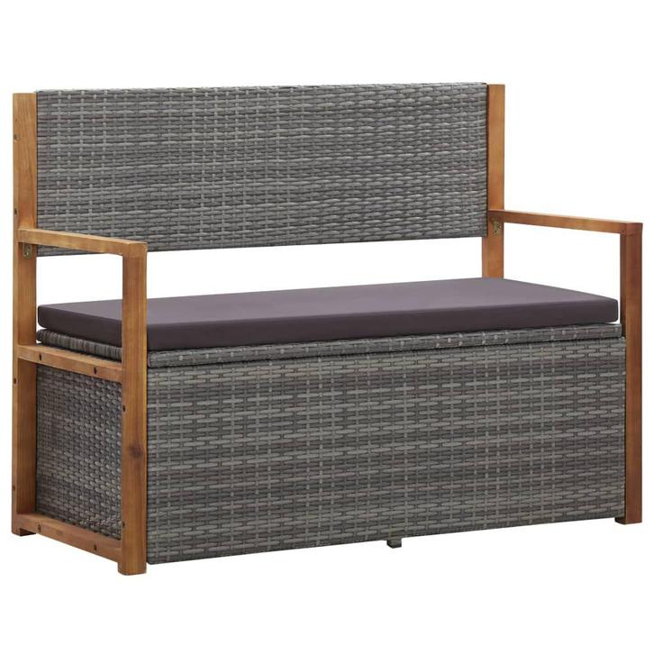 Poly Rattan Opbergbank Grijs | Retour Deal | 55%, Tuin en Terras, Bergingen en Tuinkasten, Nieuw, Overige materialen, Overige typen