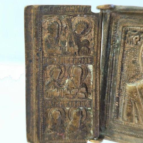 Icône de voyage - Notre-Dame de Kazan - Bronze, Antiek en Kunst, Kunst | Niet-Westerse kunst
