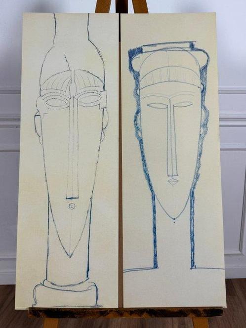 Amedeo Modigliani - Testa 1 e Testa 2, Antiek en Kunst, Kunst | Tekeningen en Fotografie