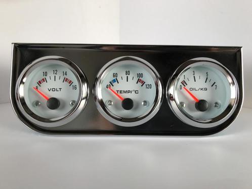 52mm meter set chroom met wit, Auto diversen, Auto-accessoires, Nieuw, Ophalen of Verzenden