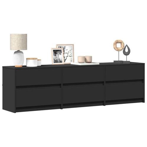 vidaXL Tv-meubel met LED 180x34x50 cm bewerkt hout zwart, Huis en Inrichting, Kasten |Televisiemeubels, Nieuw, Verzenden