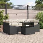 vidaXL Tuinbank Set met opslag 7 pcs Zwart Poly rattan, Tuin en Terras, Verzenden, Nieuw