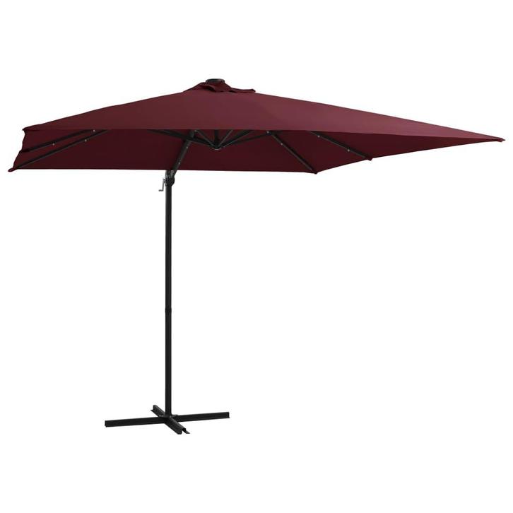 vidaXL Zweefparasol met LED-verlichting 250x250 cm, Tuin en Terras, Parasols, Nieuw, Verzenden