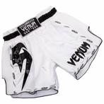 Venum Kickboks Broekjes Giant Wit Zwart Thaiboks Kleding, Verzenden, Zwart, Vechtsport, Nieuw