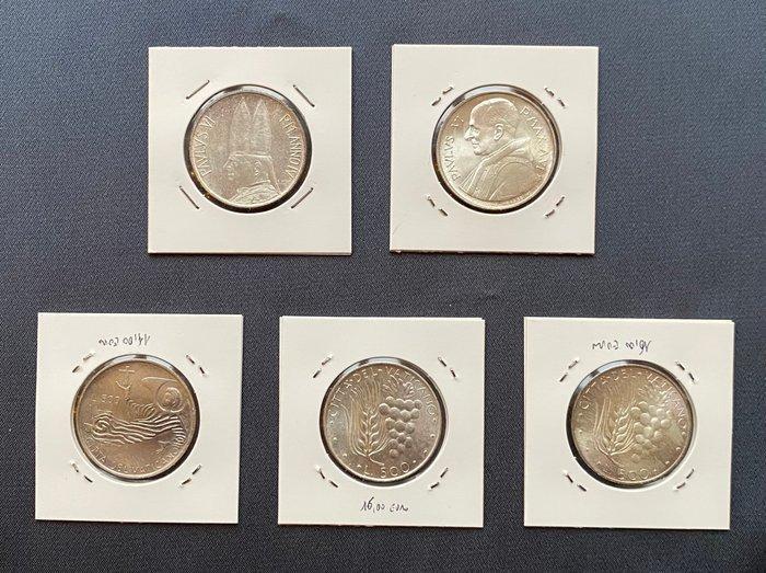 Vaticaan. Lotto di 5 Monete da 500 Lire in Argento, Postzegels en Munten, Munten | Europa | Niet-Euromunten
