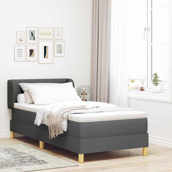 vidaXL Boxspringbed met Matras Crème 90x200 cm Stof, Huis en Inrichting, Slaapkamer | Bedden, Nieuw, Verzenden