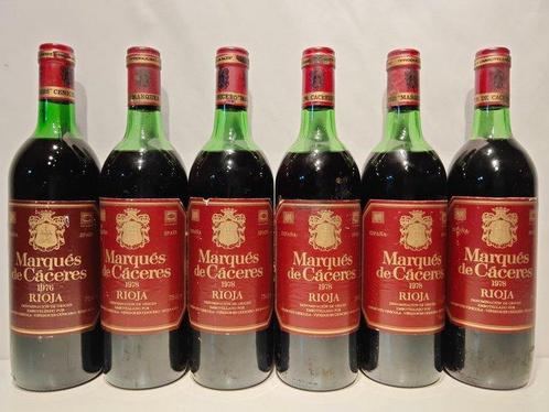 1976 & 1978 Marqués de Caceres - Rioja Crianza - 6 Flessen, Verzamelen, Wijnen
