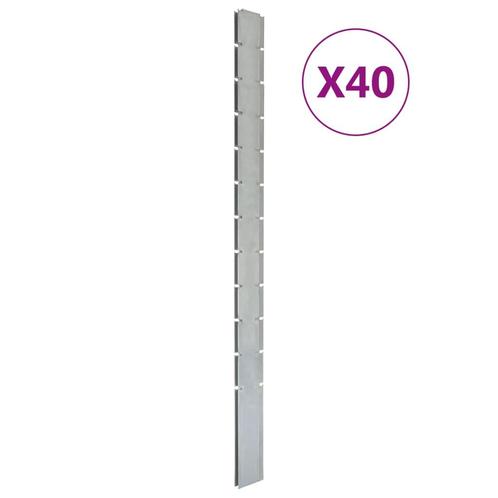 vidaXL Poteaux de clôture 40 pcs argenté 280 cm acier, Jardin & Terrasse, Poteaux, Poutres & Planches, Neuf, Envoi