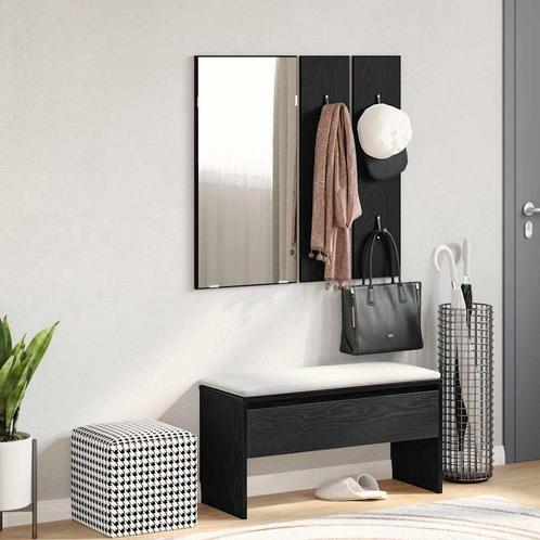 vidaXL Hal meubelset 4 pcs Zwart eiken 80 x 30.5 x 40 cm, Huis en Inrichting, Overige Huis en Inrichting, Nieuw, Verzenden