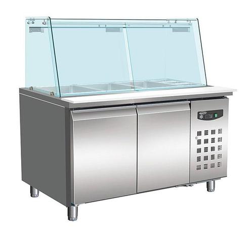 700 Koelwerkbank Glas Recht 2 Deuren 3X 1/1 + 3X 1/6 Gn Pan, Articles professionnels, Horeca | Équipement de cuisine, Envoi