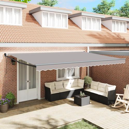 vidaXL Automatische Uittrekbare Markies Lichtgrijs 500x300, Tuin en Terras, Zonneschermen, Nieuw, Verzenden