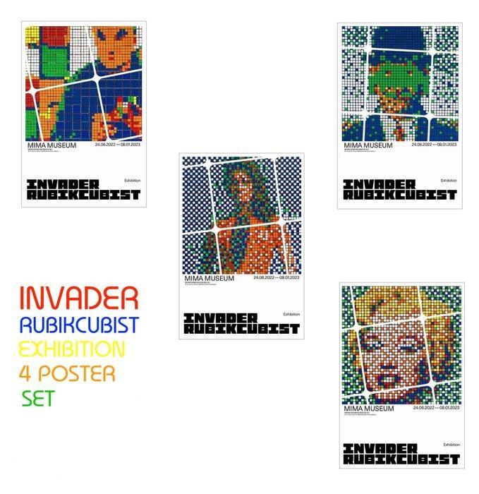 Space Invader - Invader Rubikcubist Exhibition Poster Set +, Antiek en Kunst, Kunst | Tekeningen en Fotografie