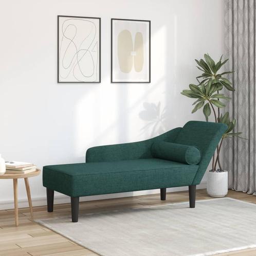 vidaXL Chaise longue met kussens stof donkergroen, Huis en Inrichting, Zetels | Zetels en Chaises Longues, Nieuw, Verzenden