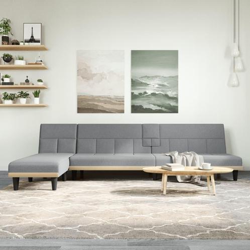vidaXL Slaapbank L-vormig 255x140x70 cm stof lichtgrijs, Huis en Inrichting, Zetels | Zetels, Nieuw, Verzenden