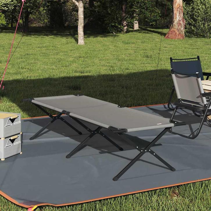 vidaXL Opvouwbaar Campingbed Grijs Oxford stof, Caravans en Kamperen, Kampeeraccessoires, Nieuw, Verzenden