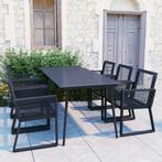 vidaXL 7-delige Tuinset PVC-rattan zwart, Tuin en Terras, Verzenden, Nieuw, Tuinset