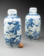 Paar bedekte vazen – China, 19e eeuw – Decor van jachthonden, Antiek en Kunst