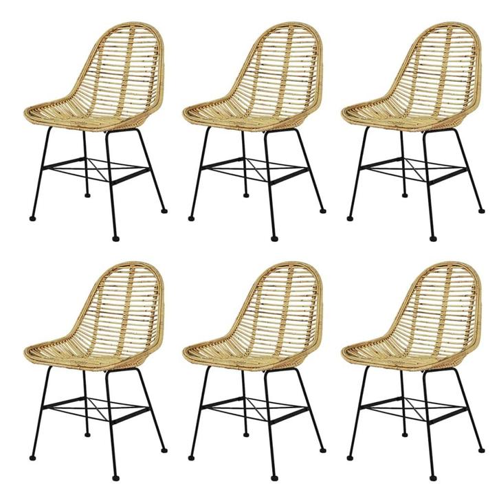 vidaXL Eetkamerstoelen rattan natuurlijk 6 st, Maison & Meubles, Chaises, Envoi