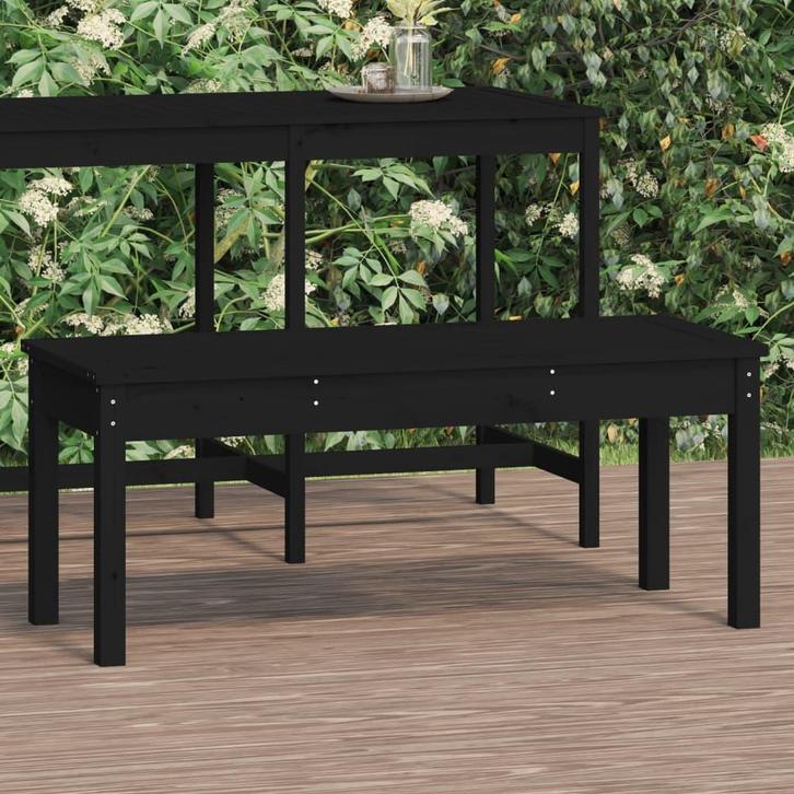 vidaXL Tuinbank 109x44x45 cm massief grenenhout zwart, Tuin en Terras, Tuinsets en Loungesets, Nieuw, Verzenden