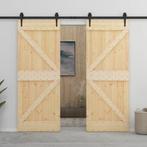 vidaXL Schuifdeur met beslag 100x210 cm massief grenenhout, Doe-het-zelf en Bouw, Verzenden, Nieuw