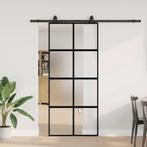 vidaXL Schuifdeur met beslagset 90x205 cm gehard glas zwart, Doe-het-zelf en Bouw, Deuren en Vliegenramen, Verzenden, Nieuw