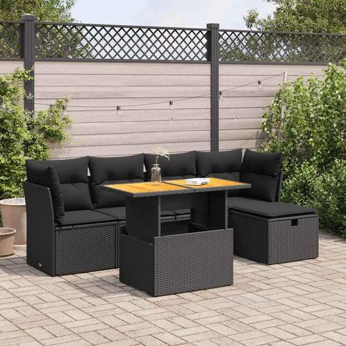 vidaXL 6-delige Loungeset met kussens poly rattan acacia, Tuin en Terras, Tuinsets en Loungesets, Loungeset, Nieuw, Verzenden