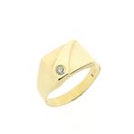 Gouden zegelring met diamant; 0,07 ct., Handtassen en Accessoires, Ringen, Gebruikt, Overige kleuren, 20 of groter, Heer