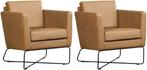 Set van 2 Bruine leren moderne design fauteuils - Rancho, Nieuw, Leer, Ophalen of Verzenden, 75 tot 100 cm