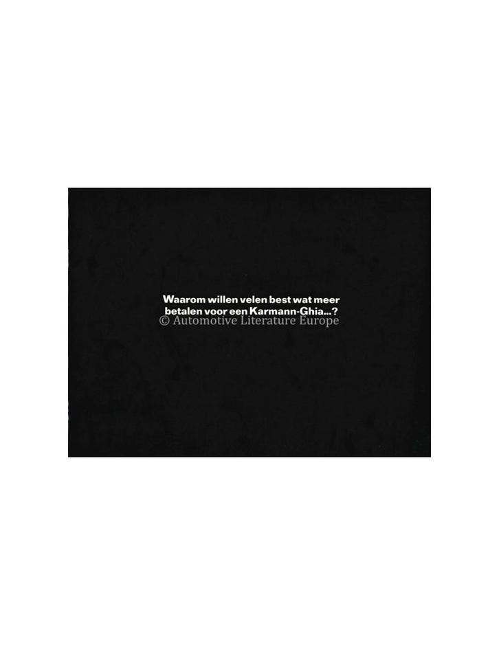 1964 VOLKSWAGEN KARMANN GHIA BROCHURE NEDERLANDS, Boeken, Auto's | Folders en Tijdschriften, Ophalen of Verzenden
