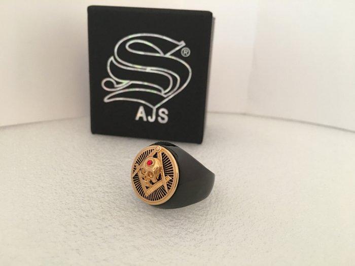 AJS - Crâne massif en 3D, carré et compas, Memento Mori,, Collections, Objets militaires | Général