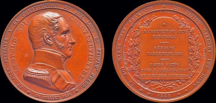 1798-1867 Belgium Jouvenel Adolphe-christian copper medai..., Postzegels en Munten, Penningen en Medailles, Verzenden