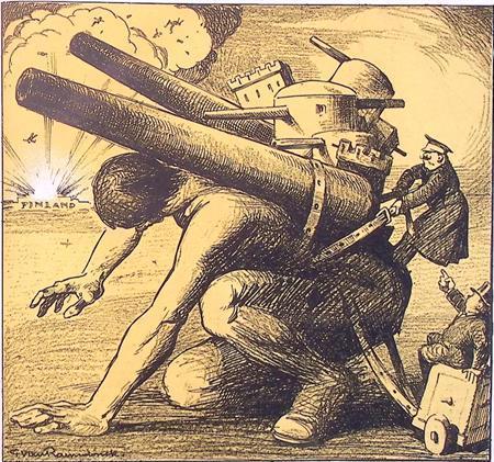 België bouwt forten terwijl Finland ontploft op spotprent, Antiquités & Art, Art | Lithographies & Sérigraphies, Envoi