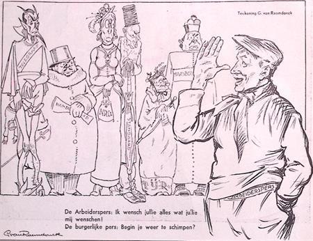 De arbeiderspers spreekt de media toe op spotprent (Lithos), Antiek en Kunst, Kunst | Litho's en Zeefdrukken, Verzenden