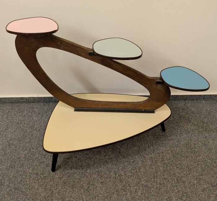 Bijzettafel - Hout, Messing - bloemenrek - bloemenkruk, Antiek en Kunst, Kunst | Designobjecten