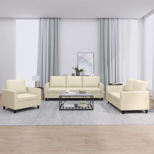 vidaXL 3-delige Loungeset met kussens kunstleer crème, Huis en Inrichting, Zetels | Zetels, Nieuw, Verzenden