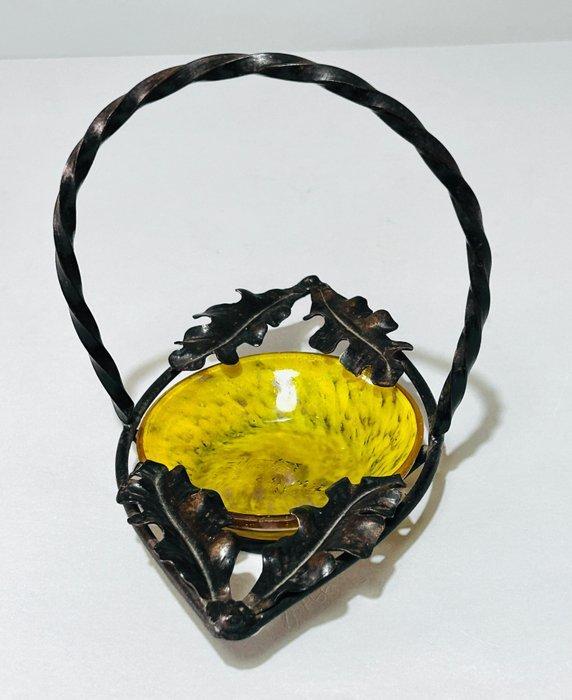 Muller Frères Lunéville - Signed Art Nouveau Amber Yellow, Antiek en Kunst, Kunst | Designobjecten