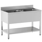 Spoeltafel | RVS | 2 Spoelbakken (Midden) | Bodemschap |, Verzenden