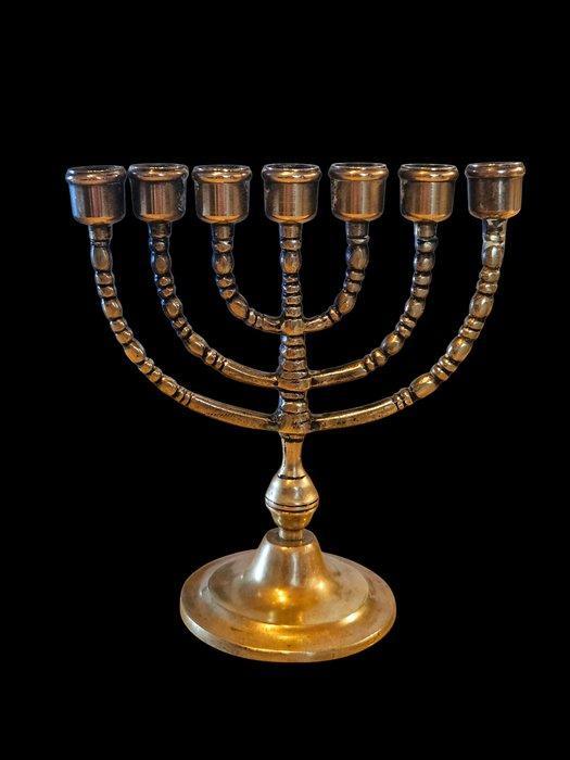 Kaarsenhouder - Verguld messing - Menorah en massief messing, Antiek en Kunst, Antiek | Boeken en Manuscripten