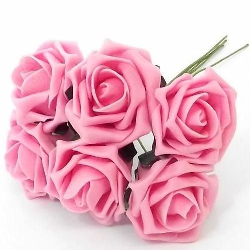foam roos Champion Pinkroze 6, 5 cm. BUNDEL 6 foamroos, Huis en Inrichting, Woonaccessoires | Kunstplanten en Kunstbloemen, Nieuw