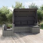 vidaXL 4-delige Loungeset met kussens poly rattan grijs, Tuin en Terras, Verzenden, Nieuw, Loungeset