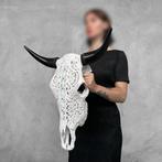 Geen veilingprijs - Grote witte gebeeldhouwde stierenkop -