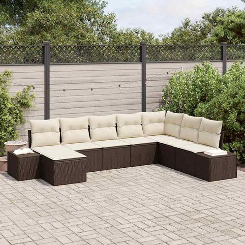 vidaXL Tuinbank Set met kussen 8 pcs Poly rattan, Tuin en Terras, Tuinsets en Loungesets, Nieuw, Verzenden