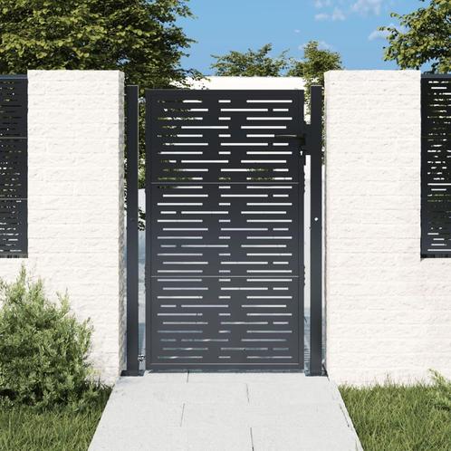 vidaXL Poort 105x130 cm met vierkant staal antracietkleurig, Tuin en Terras, Tuinpoorten, Nieuw, Verzenden