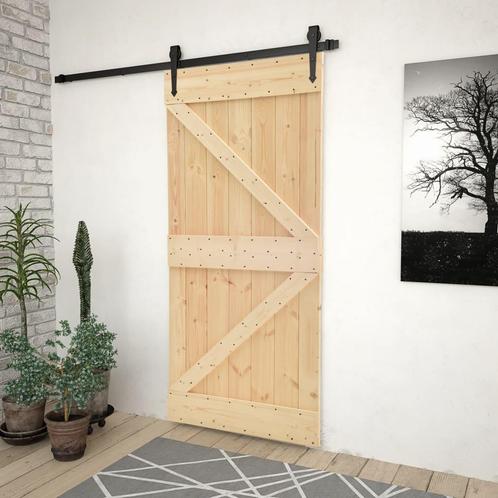 vidaXL Deur 90x210 cm massief grenenhout, Doe-het-zelf en Bouw, Deuren en Vliegenramen, Nieuw, Verzenden