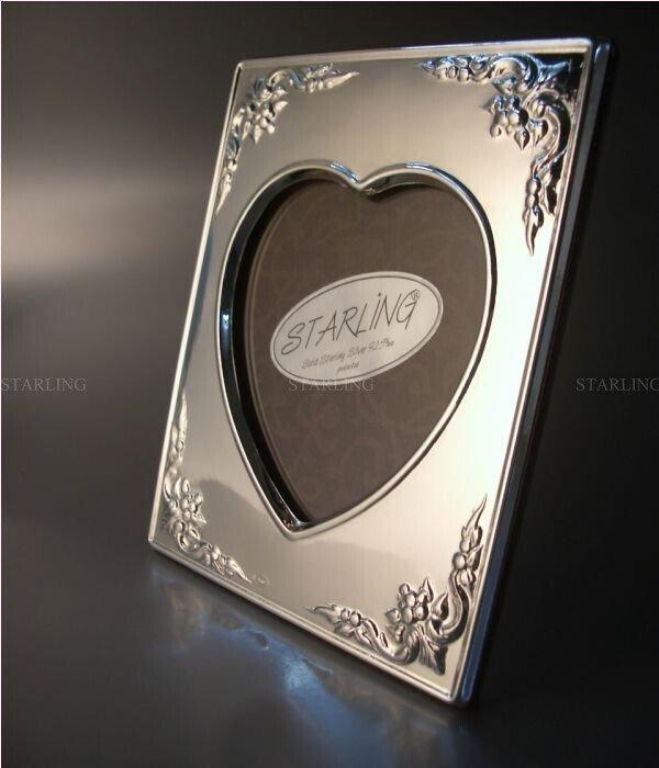 Fotolijst - Twee fotolijsten - Hartvorm - 925 Sterlingzilver, Antiek en Kunst, Antiek | Zilver en Goud