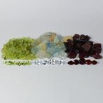 Verzameling van Peridot, Aquamarijn, Granaat Voor en na -