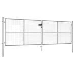 vidaXL Tuinpoort gegalvaniseerd staal 415x125 cm zilver, Tuin en Terras, Verzenden, Nieuw