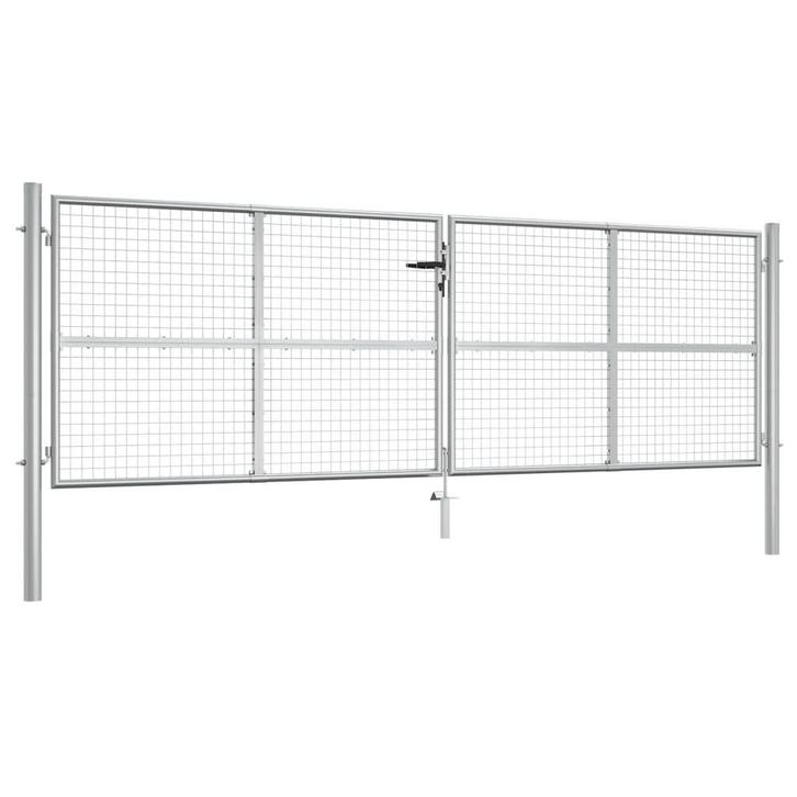 vidaXL Tuinpoort gegalvaniseerd staal 415x125 cm zilver, Tuin en Terras, Tuinpoorten, Nieuw, Verzenden